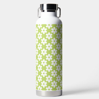 GREEN WITH WHITE DAISY FLOWERS WATER BOTTLE