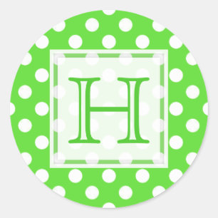 Green With White Polka-dot Monogram Stickers