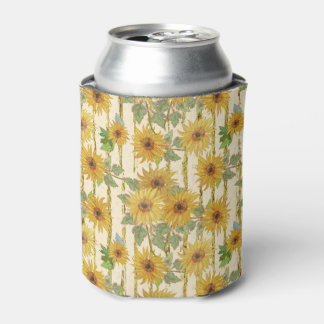 GREEN WITH YELLOW & GOLD FALL SUNFLOWERS CAN COOLER