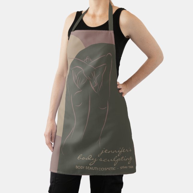 Green Woman Body Sculpted Contouring Spray Tan Apron (Insitu)