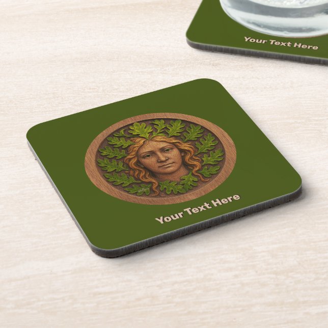 Green Woman - Wood Coaster (Left Side)