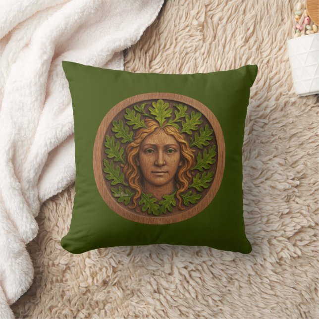 Green Woman - Wood Cushion (Blanket)