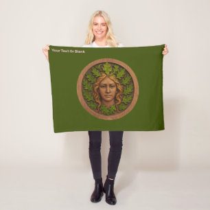 Green Woman - Wood Fleece Blanket