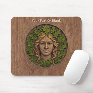 Green Woman - Wood Mouse Pad