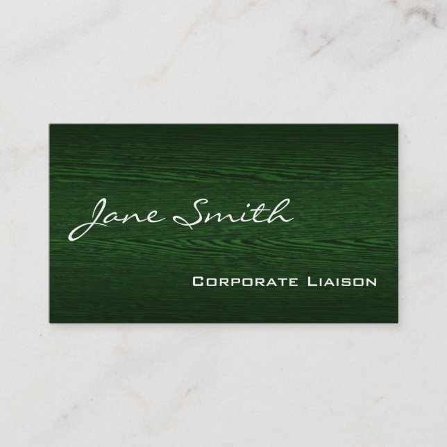 Green Wood Modern Standard Business Cards (Front)