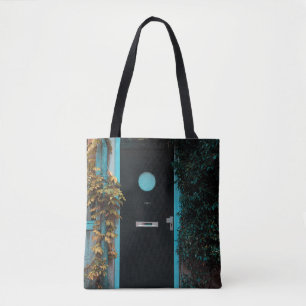 GREEN WOODEN DOOR WITH GLASS TOTE BAG