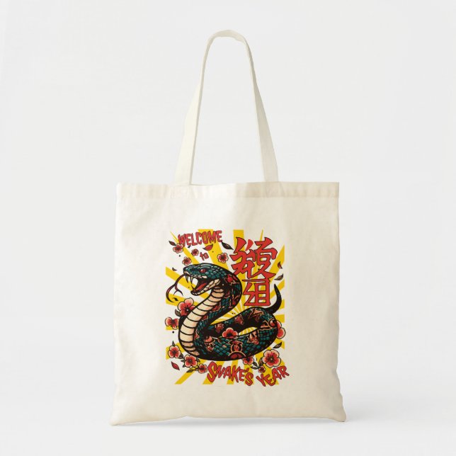 Green wooden snake anime style - Chinese New Year Tote Bag (Front)