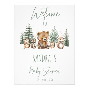 Green Woodland Adventure Baby Shower Welcome Sign