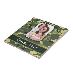 Green woodland camouflage ceramic tile