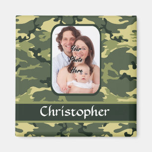 Green woodland camouflage pattern magnet