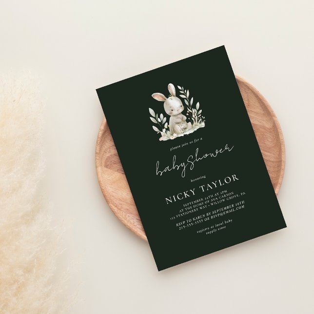 Green Woodland Cute Animal Baby Shower Invitation (Creator Uploaded)