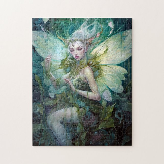 Green Woodland Fairy Fantasy Art Jigsaw Puzzle (Vertical)