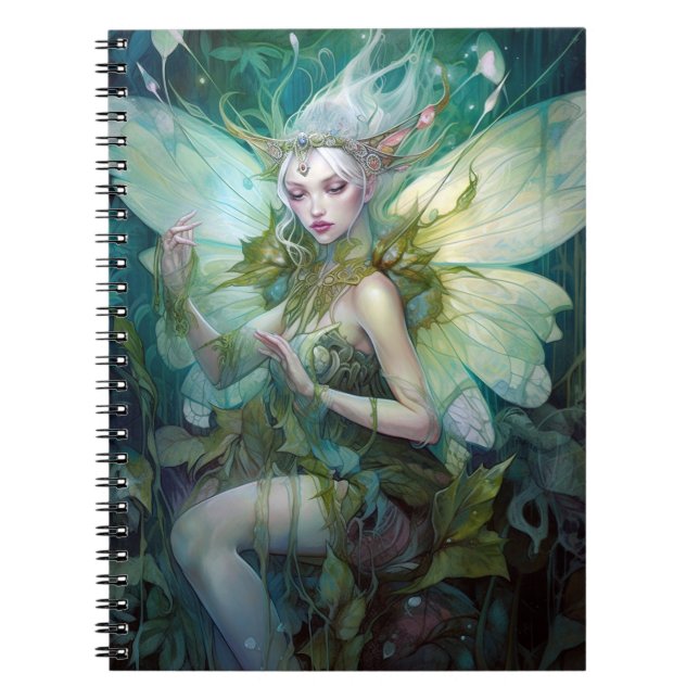 Green Woodland Fairy Fantasy Art Notebook (Front)