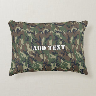 Green Woodland Military Camouflage Pattern Decorative Cushion