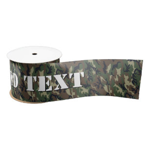 Green Woodland Military Camouflage Pattern Satin Ribbon