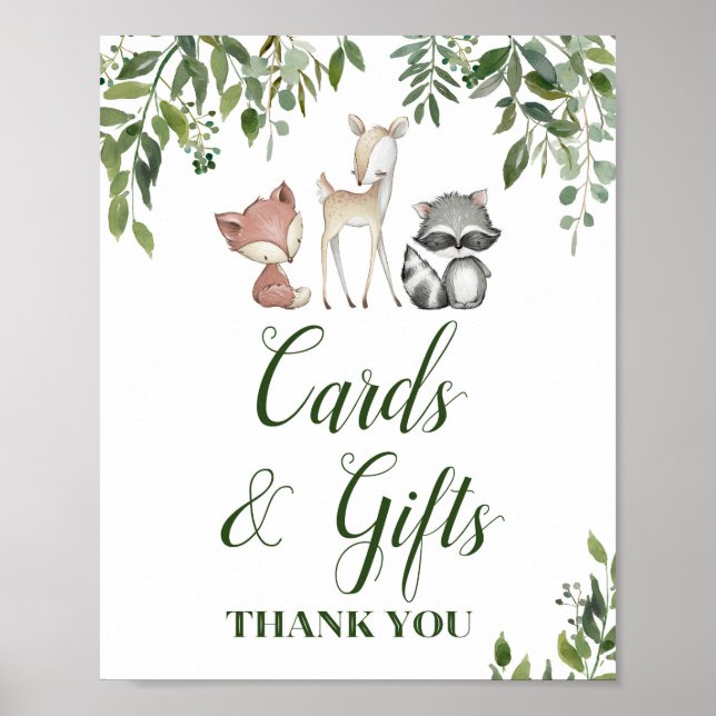 Green Woodland Table Sign - Cards and Gifts 8x10 (Front)