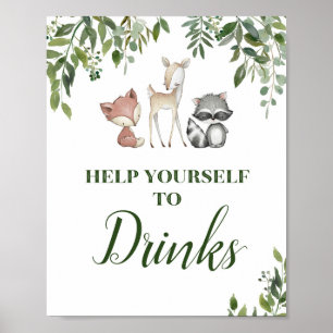 Green Woodland Table Sign - Drinks Sign 8x10
