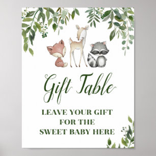 Green Woodland Table Sign - Gift table Sign 8x10