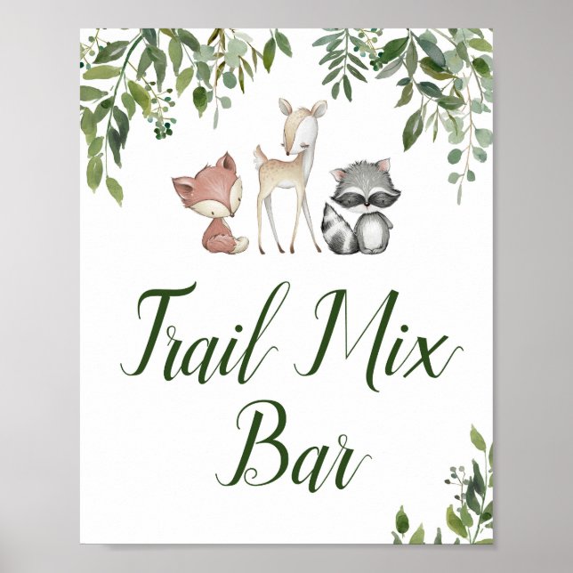 Green Woodland Table Sign - Trail Mix Bar 8x10 (Front)