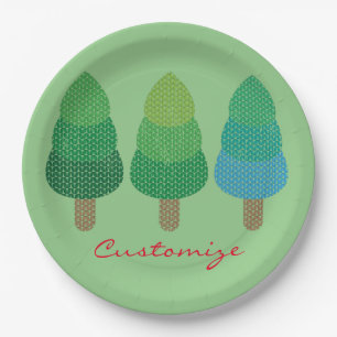 Green Woodland  Trees Thunder_Cove Paper Plate