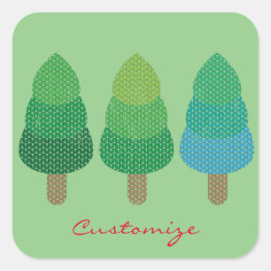 Green Woodland Trees Thunder_Cove Square Sticker