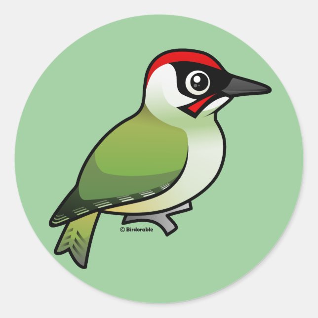 Green Woodpecker Classic Round Sticker (Front)