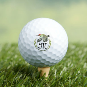 Green Woodpecker in Flight Monogram Golf Balls