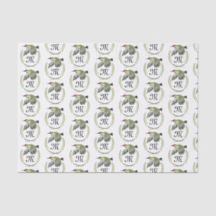 Green Woodpecker in Flight Monogram Tissue Paper