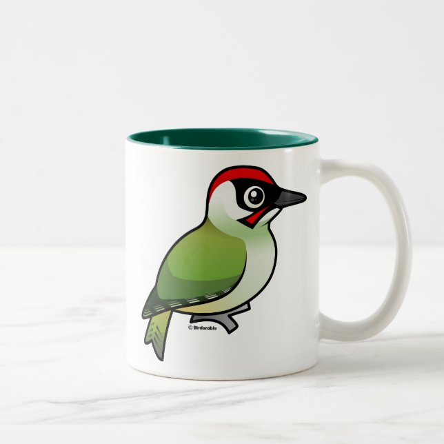 Green Woodpecker Two-Tone Coffee Mug (Right)