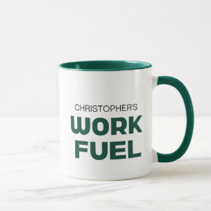 Green WORK FUEL Custom Name Mug