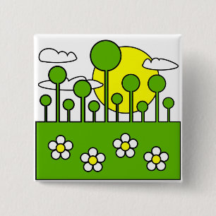 Green World 15 Cm Square Badge