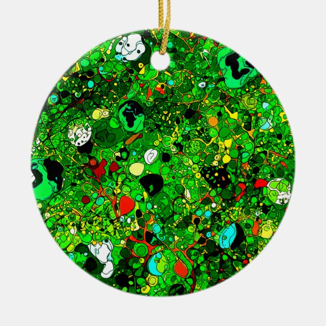Green World Abstract 409 Ceramic Ornament (Front)