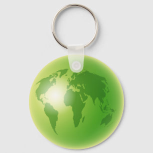 Green World Globe Key Ring