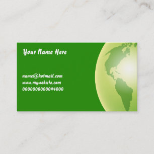 Green World Globe, Your Name Here, Business Card