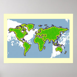 green world map wall decor