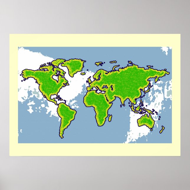green world map wall decor (Front)