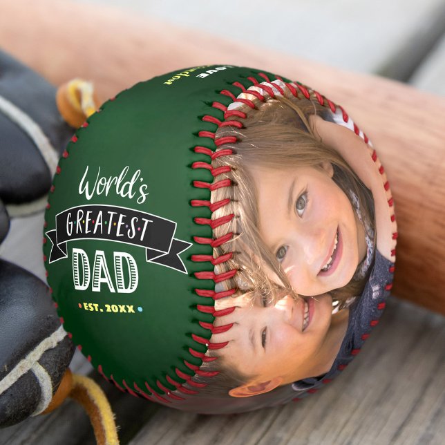 Green Worlds Greatest Dad Modern Bold Typography Baseball (Creator Uploaded)