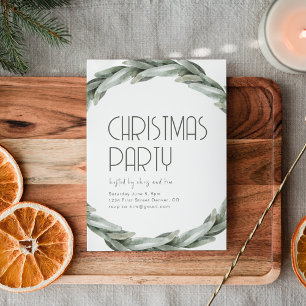 Green Wreath Christmas Party Invitation Template