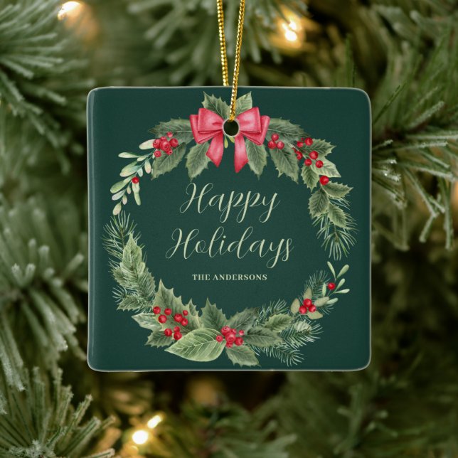 Green Wreath Christmas Personalised Ornament (Tree)
