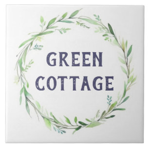 Green Wreath Custom House Name Plate Plaque Sign Ceramic Tile
