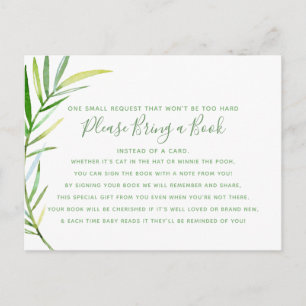 Green Wreath Leaves Bring Book Card Baby Shower