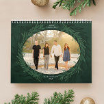 Green Wreath Photo Christmas Gift Calendar<br><div class="desc">A beautiful Christmas gift calendar featuring deep green hand-drawn wreath framing your photo on the cover with full bleed photos on each page and back cover.</div>