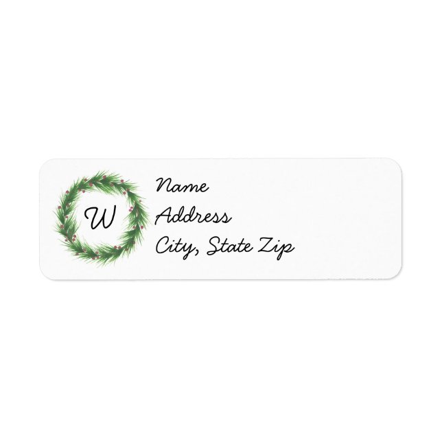 Green Wreath Return Address Label (Front)