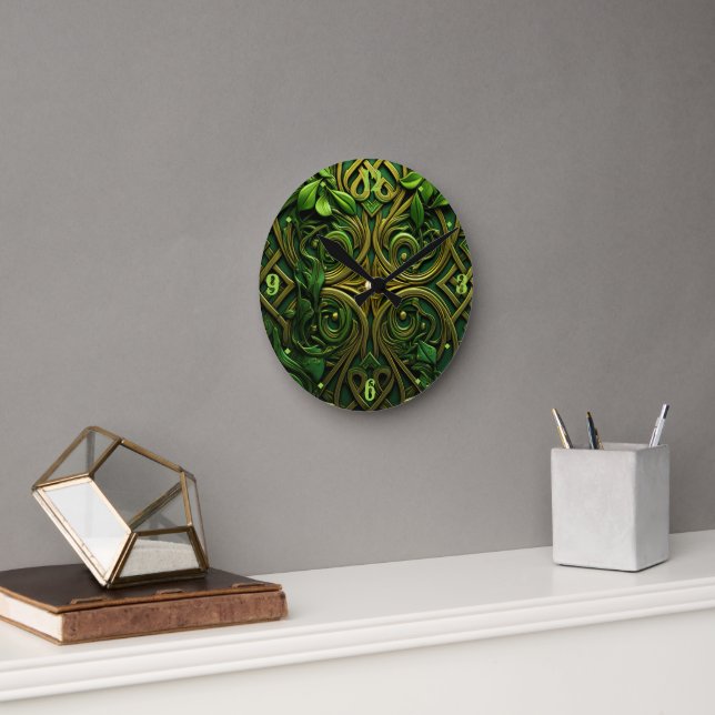Green Wreath Round Clock (Office)