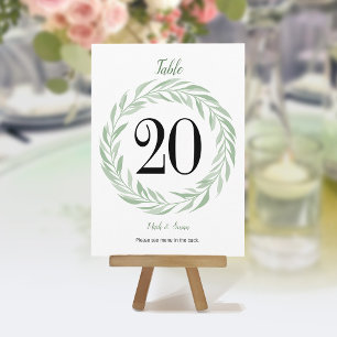 Green Wreath Wedding Table Card & Menus