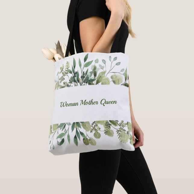 Green wreath with dedication tote bag (Close Up)