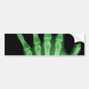 Green X-ray Skeleton Hand Bumper Sticker