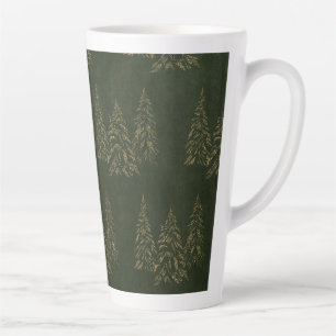 Green Xmas Tree Art Latte Mug