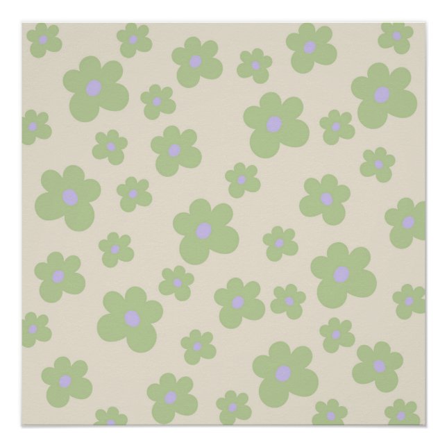 Green Y2K Bold Wildflower Vibrant Spring Art Poster (Front)