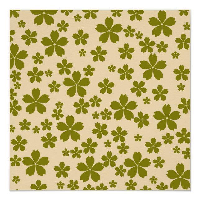 Green Y2K Bold Wildflower Vibrant Spring Art Poster (Front)